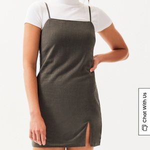 Kylie & Kendal Slit Linen Mini Dress Olive